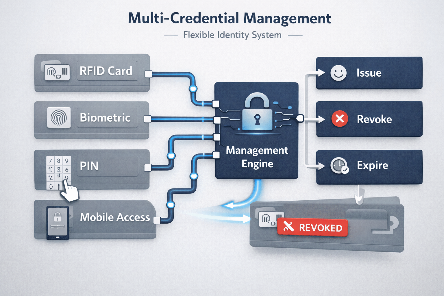 Access control management software for multi-credential management