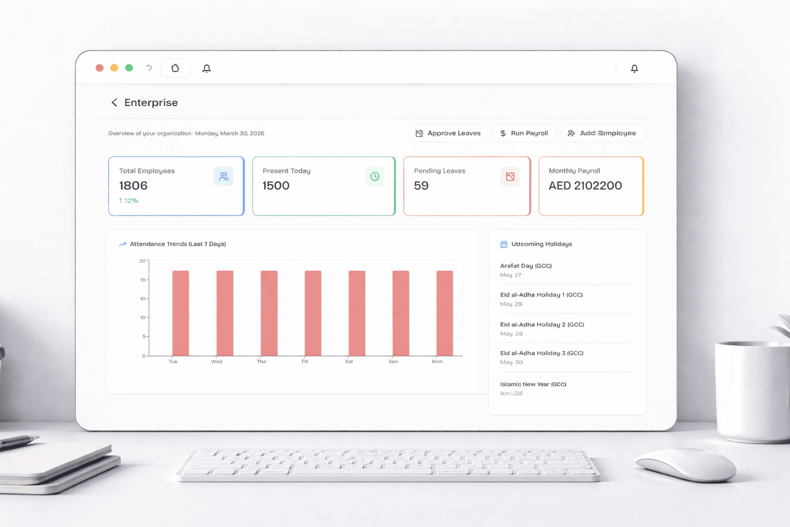 Real-Time Analytics Dashboard for time attendance system in UAE