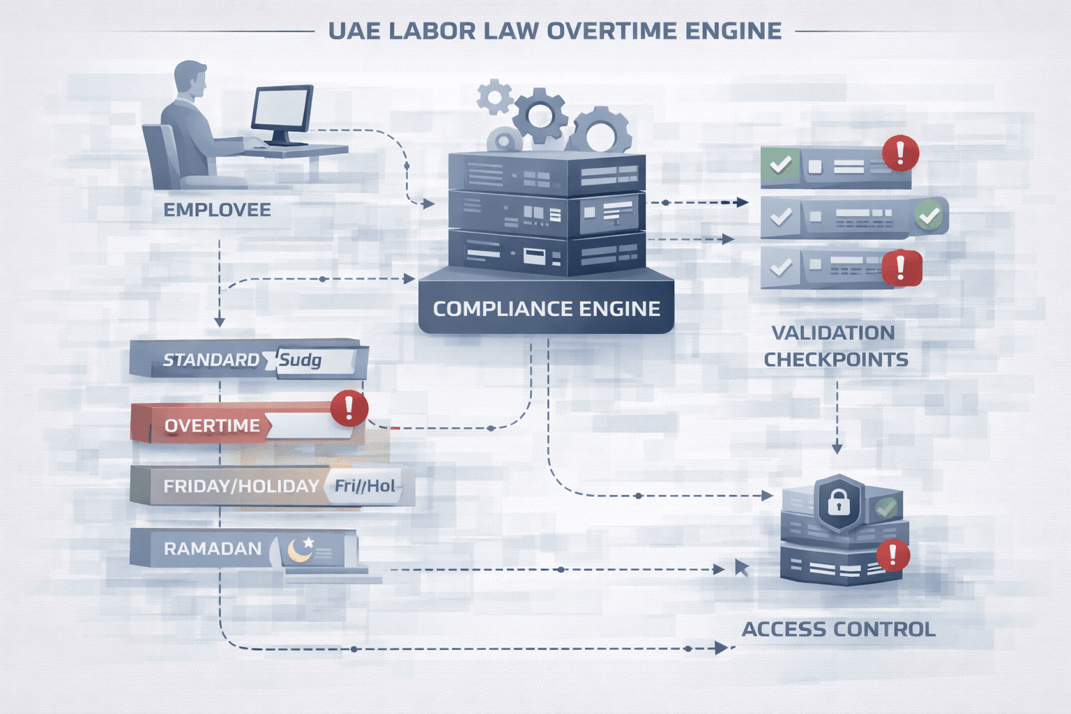 UAE Labor Law Overtime Engine for time attendance system in UAE