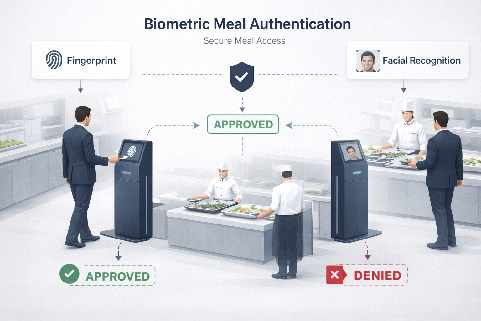 Canteen management software with biometric meal authentication