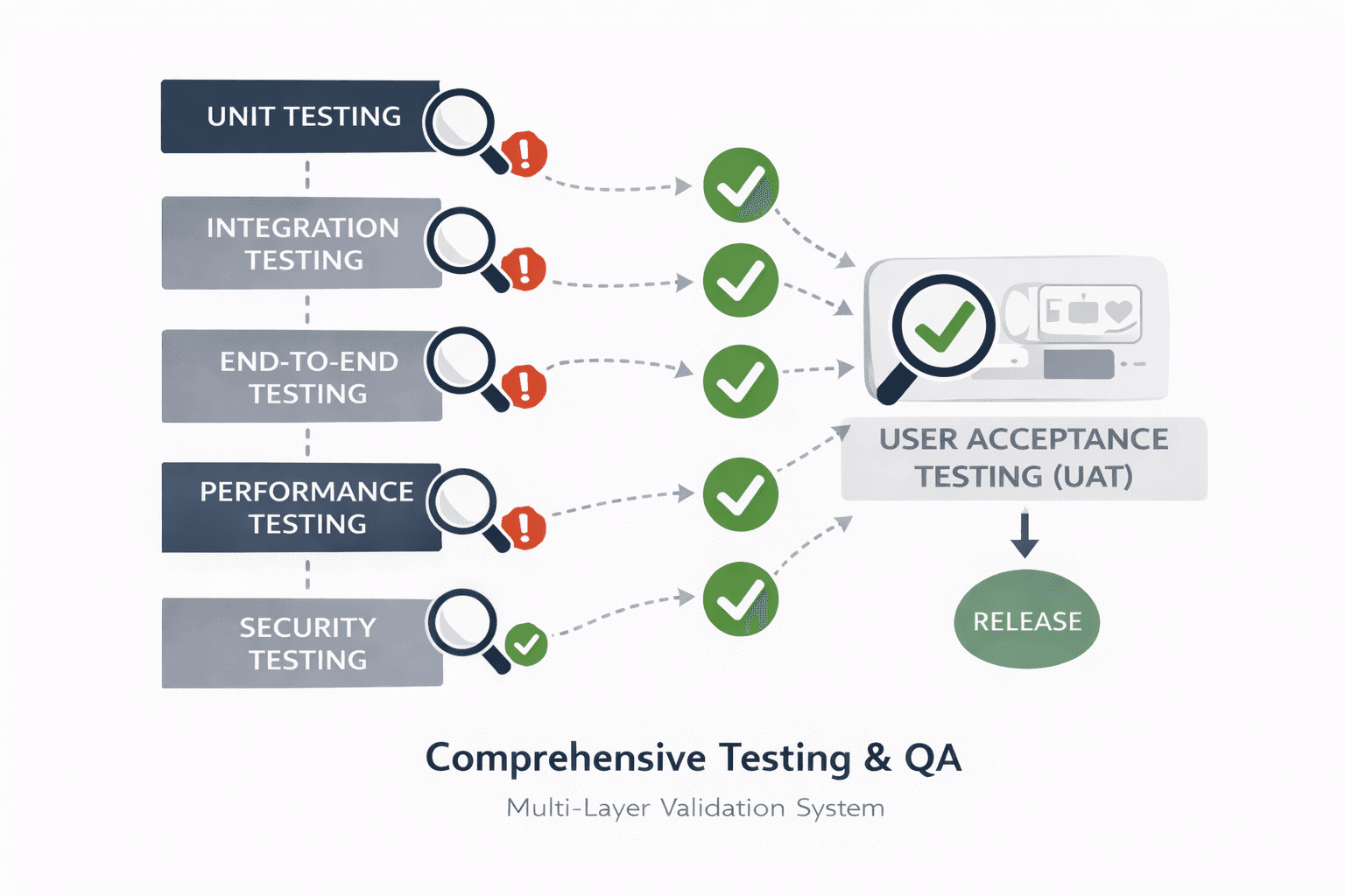 Comprehensive custom application testing and QA for enterprise software validation