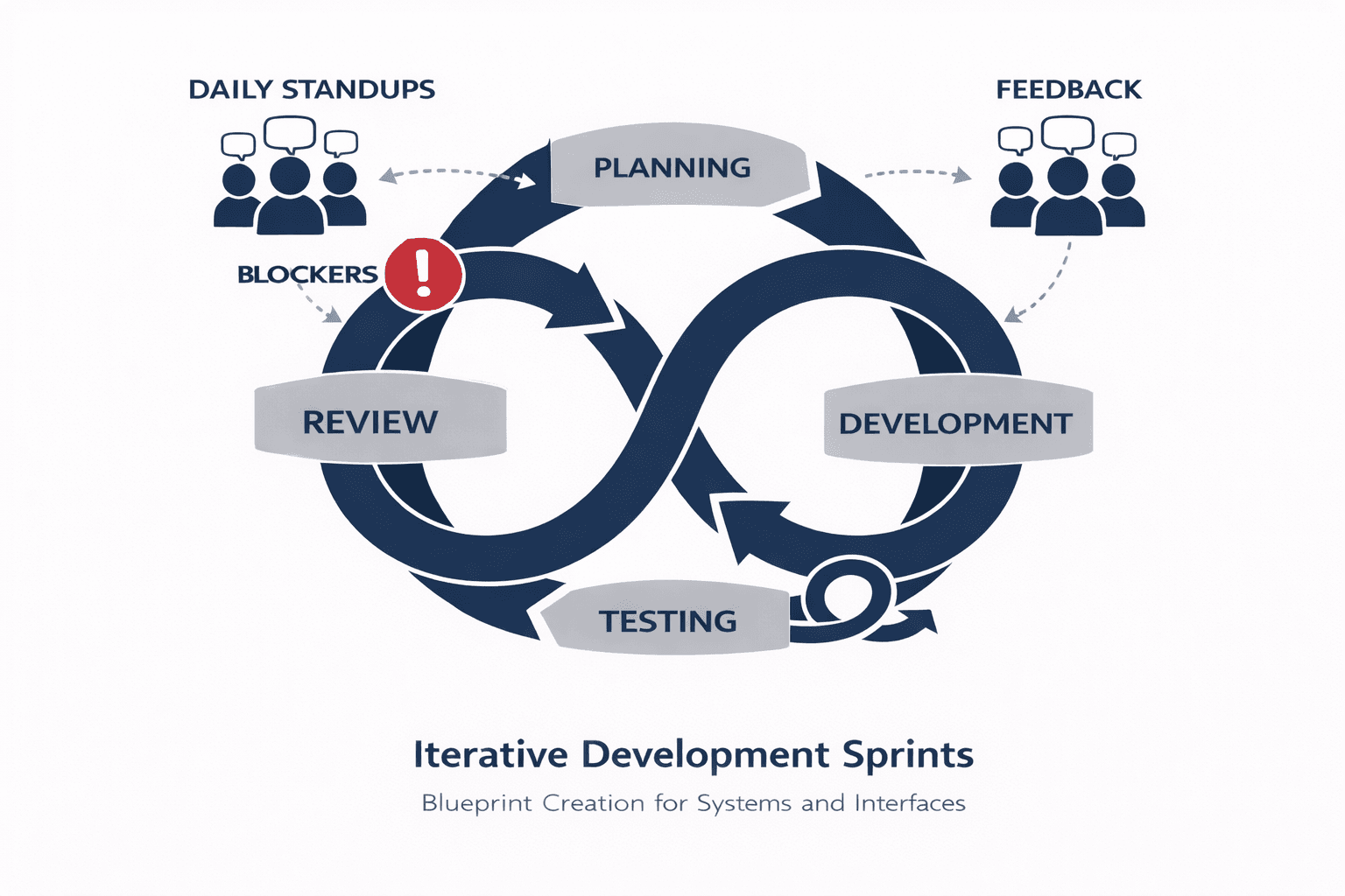 Iterative custom application development sprints for enterprise software delivery