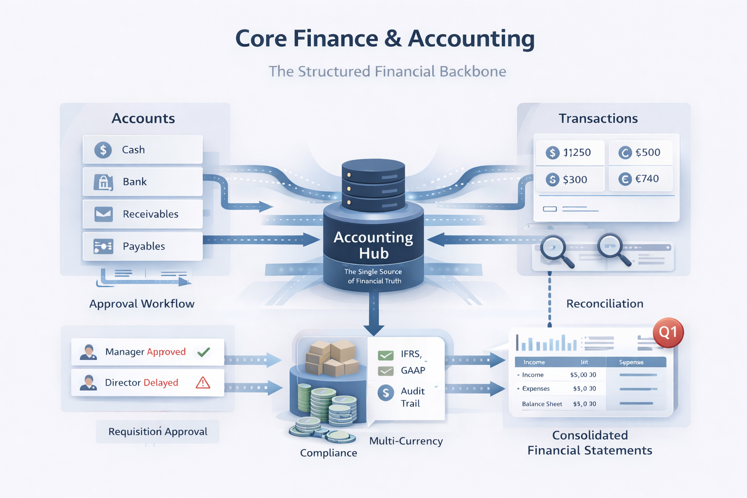 ERP core finance and accounting module for UAE VAT-compliant enterprises