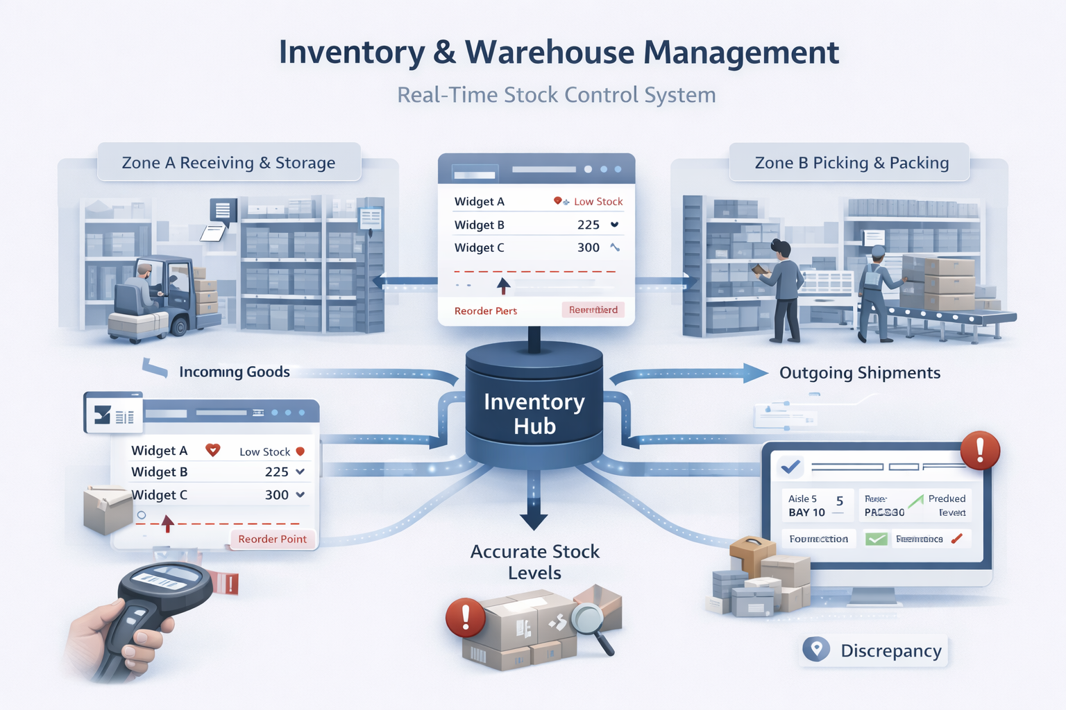 ERP inventory and warehouse management for supply chain and stock control