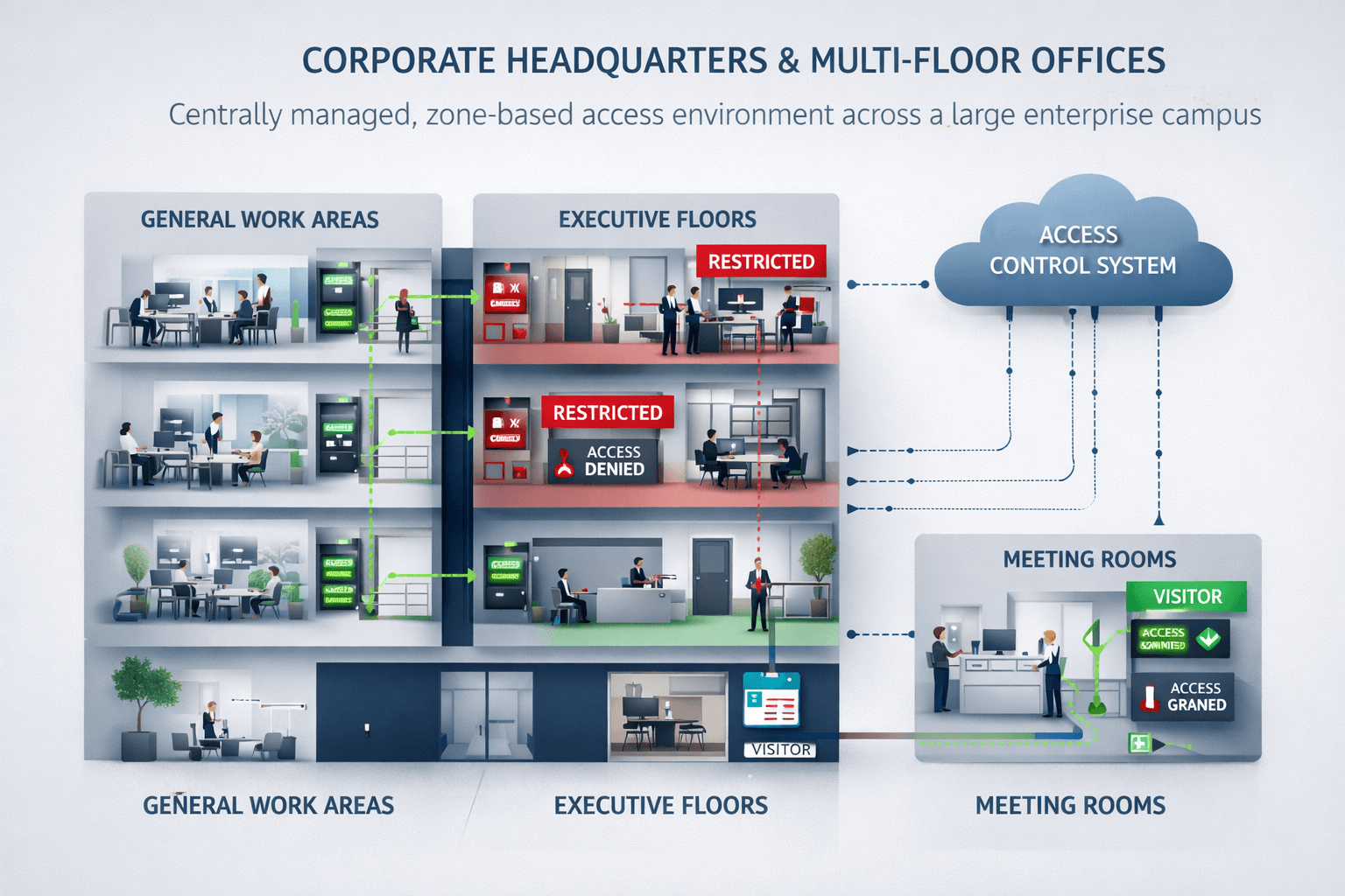 Corporate Headquarters & Multi-Floor Offices for access control system in UAE