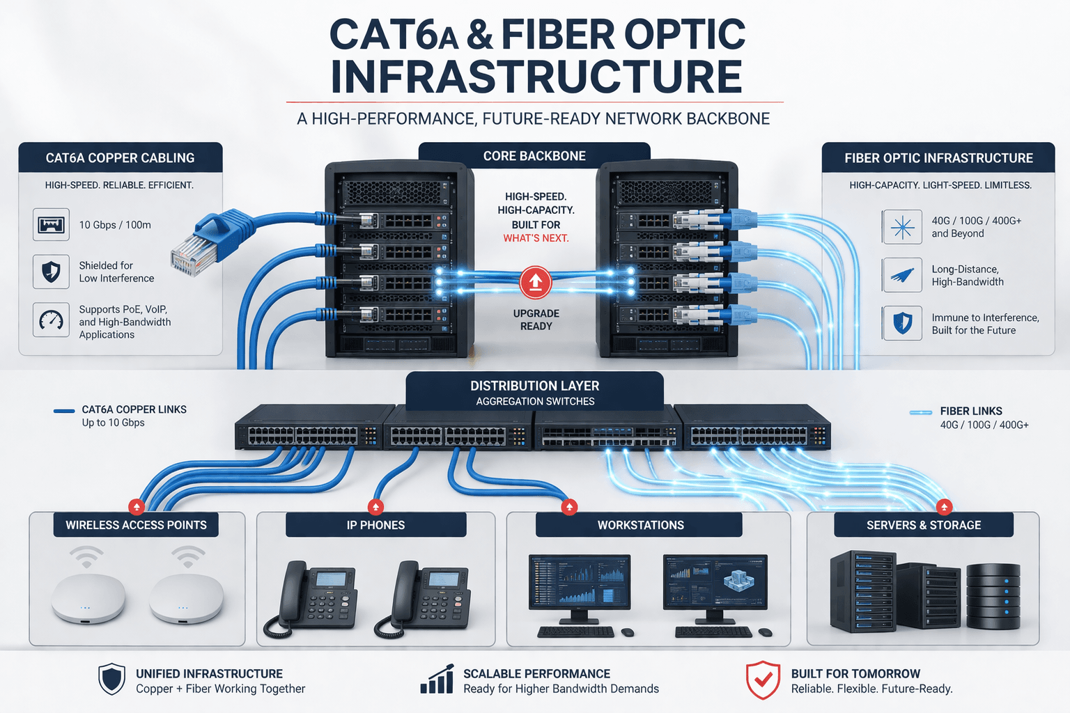 Cat6A & Fiber Optic Infrastructure for structured cabling solution in UAE