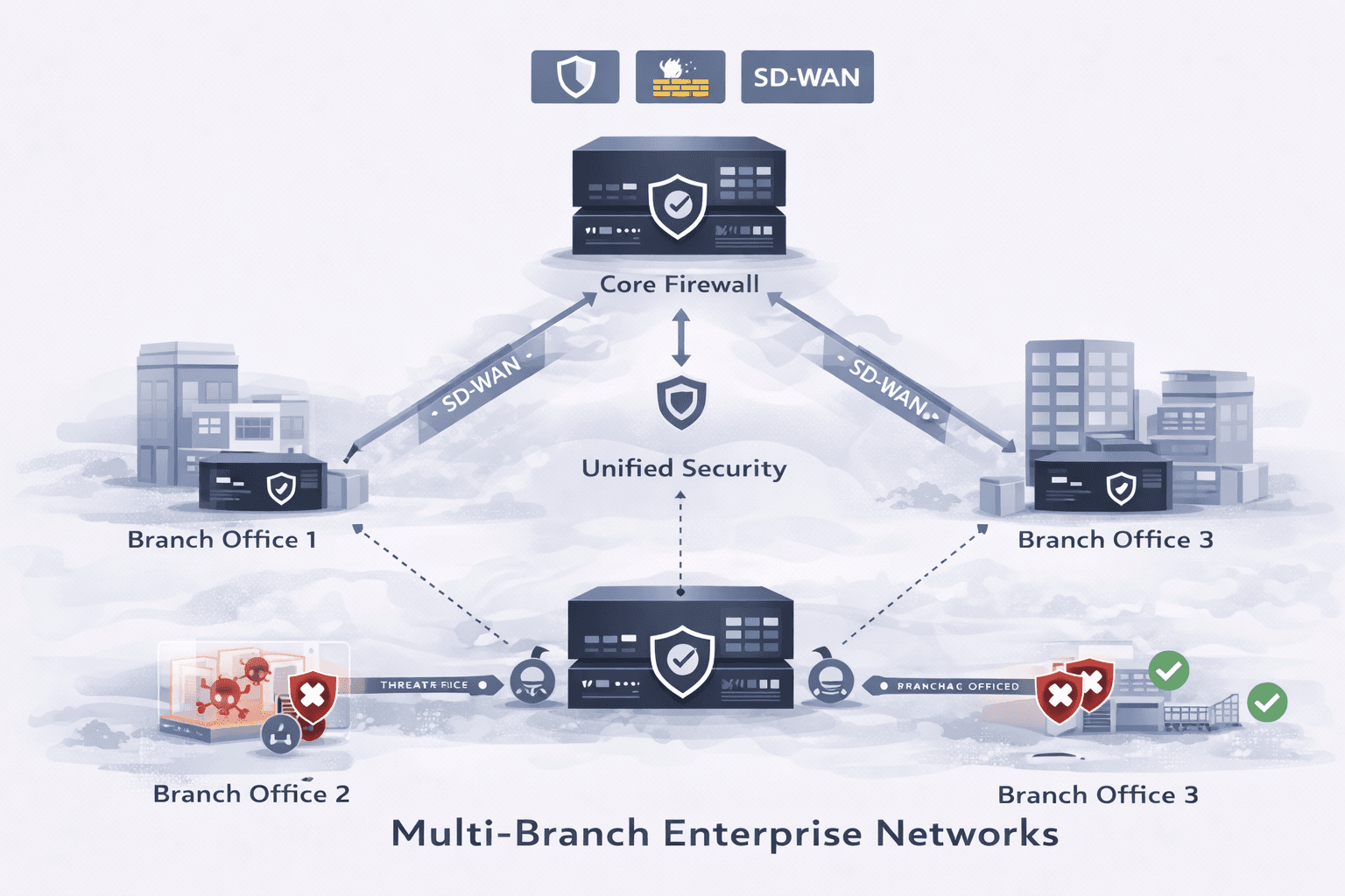 Multi-Branch Enterprise Networks for firewall & gateway system in UAE